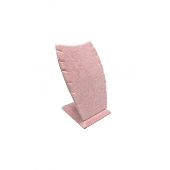 Dubai Model Süet Kumaş Pembe Renk 12/8 Cm Kolye - Zincir Ayaklı Stand