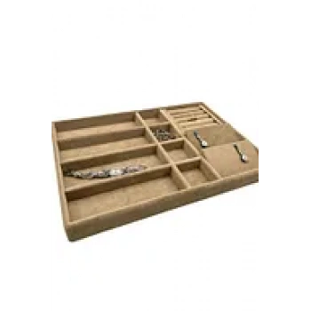 Helsinki Model Süet Kaplama Sütlü Kahve Renk Çoklu Mix Çekmece Içi Takı Düzenleyicisi