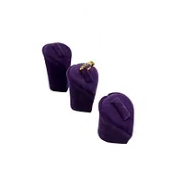 Kalp Model Süet Kumaş Mor Renk Üçlü Takım Yüzük Sergileme Aksesuar