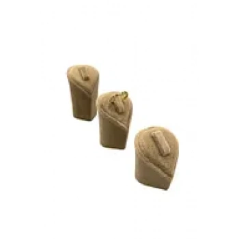 Kalp Model Süet Kumaş Sütlü Kahve Renk Üçlü Takım Yüzük Sergileme Aksesuar