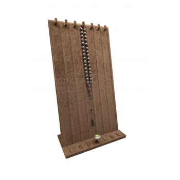 Keten Kumaş Kahve Renk 45/25 cm Ayaklı Tırnaklı Tesbih Yüzük Kombin Sergileme Standı