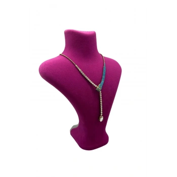 Londra Model Süet Kumaş Fujya Renk 28/ 22 Cm Kolye Sergileme Mankeni