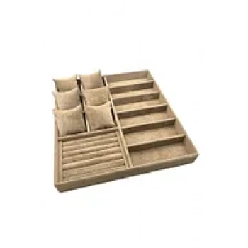 Miami Model Süet Kumaş Sütlü Kahve Renk 38 Cm /35 Cm Takı Sergileme Çekmece Içi Stand