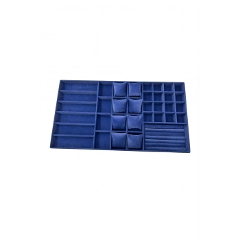 Özel Sipariş 70/38 cm Süet Kaplama Lacivert Renk Çekmece Içi Takı Düzenleyicisi