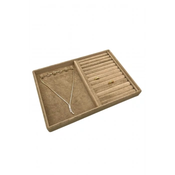 Rio Model Süet Kumaş Sütlü Kahve Renk 24/34 Cm Tırnaklı-Sosis  Takı Sergileme Standı