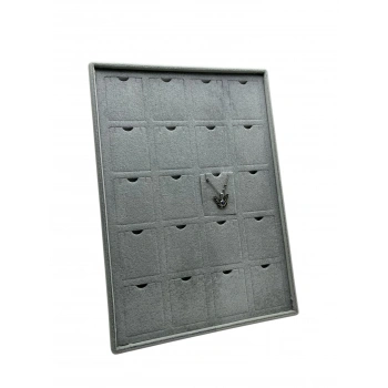 Dikine Süet Kumaş Gri 34-24 Cm Ayaklı 20 Pedli Kolye Tabla Stand