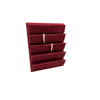 Süet Kumaş 20/16 Cm Bordo Renk Ayaklı Küpe Standı