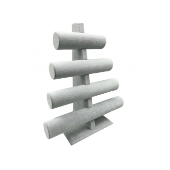 Süet Kumaş Gri Renk Dört Kademeli 38/34 cm Bileklik-Saat Sergileme Standı