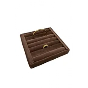 Süet Kumaş Kahve Renk 15 cm / 15 cm Yüzük Sergileme Standı