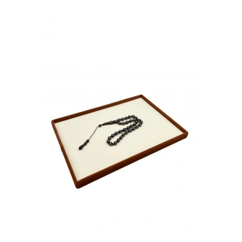 Süet Kumaş Krem-kahve Renk 34/24 Cm Takı Servis Sunum Tablası