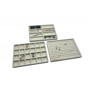 Süet Kumaş Krem Renk  3 Lü TakımTakı Sergileme Standı