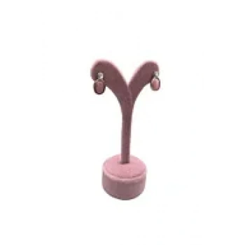 Süet Kumas Pembe Renk 12 Cm Küpe Sergileme Aksesuar