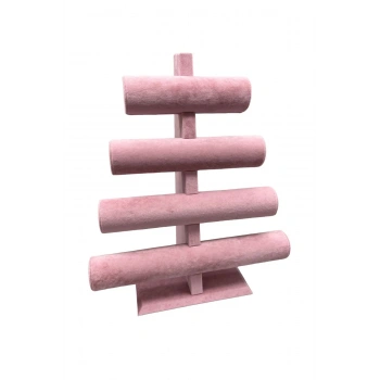 Süet Kumaş Pembe Renk Dört Kademeli 38/34 Cm Bileklik-saat Sergileme Standı