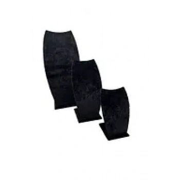 Süet Kumaş Siyah Renk Üçlü Takım Kolye - Zincir Ayaklı Stand