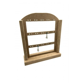 Süet Kumaş Sütlü Kahve Renk 26 22 cm Ayaklı Küpe Standı