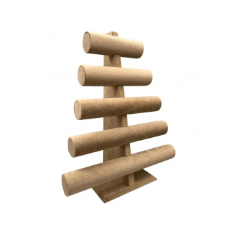 Süet Kumaş Sütlü Kahve Renk Beş Kademeli 45/34 cm Bileklik-Saat Sergileme Standı