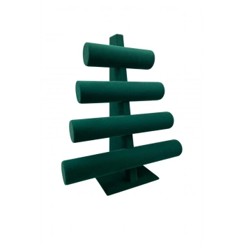 Süet Kumaş Yeşil Renk Dört Kademeli 38/34 cm Bileklik-Saat Sergileme Standı