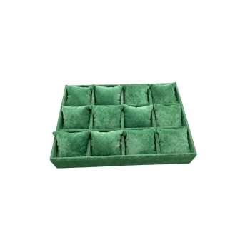 Tokyo Model Süet Kumaş Yeşil Renk 34/24 Cm Yastıklı Çekmece Içi Saat Ve Takı Kutusu