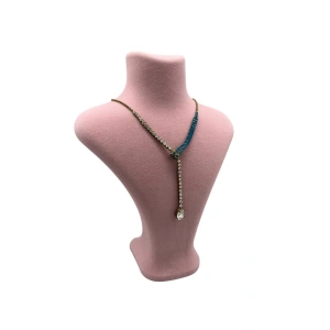Londra Model Süet Kumaş Pembe Renk 22/18 Cm Kolye Sergileme Mankeni