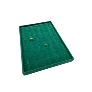 Süet Kumaş Yeşil  Renk 34/24 Cm Dikine Tırnaklı Yüzük Tablası