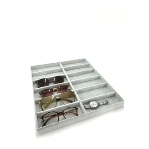 Havana Model Süet Kumaş Gri Renk 38 Cm / 36 Cm Gözlük Sergileme Çekmece Içi Stand