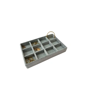 Atina Model Süet Kumaş Gri Renk 22/14 cm 12 Bölmeli Takı Sergileme Çekmece Içi Standı