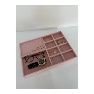 Sidney Model Süet Kumaş Pembe 34/24 Cm Çekmece Ici Takı Standı