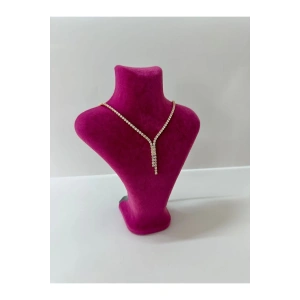 Londra Model Süet Kumaş Fuşya Renk 22/18 Cm Kolye Sergileme Mankeni