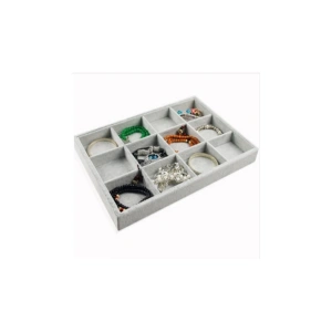 Canada Model Süet Kumaş Gri Renk 34/24 cm 12 Bölmeli Takı Sergileme Çekmece Içi Standı
