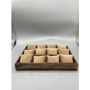 Ahşap El Boyama 24x34 Cm 12 Yastıklı Saat/Kelepçe Sergileme Tablası