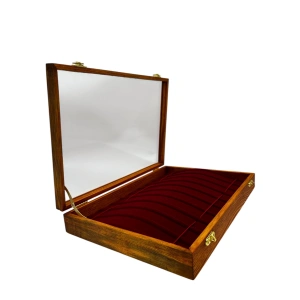 Ahşap El Boyaması Çift Renk 24x34 Cm Cam Kapak Bileklik  Standı