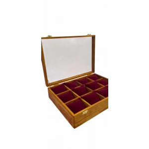 Ahşap El Boyaması Çift Renk 24x34 Cm Cam Kapak Yastıklı Stand