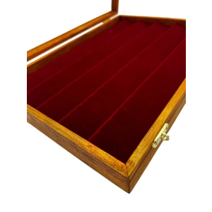 Ahşap El Boyaması Çift Renk 24x34 Cm Cam Kapak Küpe  Standı