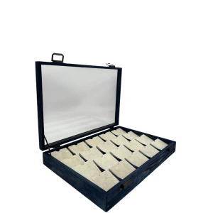 Ahşap El Boyaması Çift Renk 24x34 Cm Cam Kapak Pedli Standı