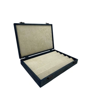 Ahşap El Boyaması Çift Renk 24x34 Cm Deri  Kapak Küpe Standı