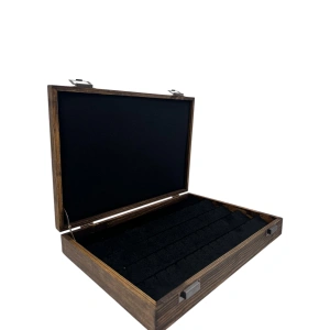 Ahşap El Boyaması Çift Renk 24x34 Cm Deri  Kapak Küpe Standı