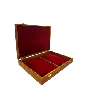 Ahşap El Boyaması Çift Renk 24x34 Cm Deri  Kapak Set Standı