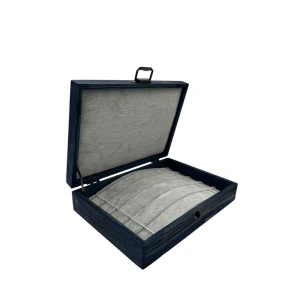 Ahşap El Boyaması Çift Renk 17x24 Cm Deri  Kapak Bileklik  Standı