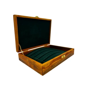 Ahşap El Boyaması Çift Renk 17x24 Cm Deri  Kapak Bileklik Standı