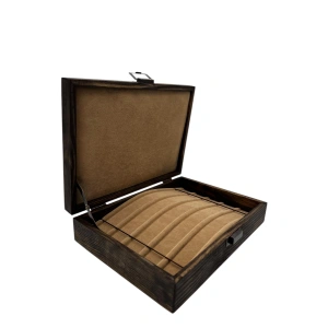 Ahşap El Boyaması Çift Renk 17x24 Cm Deri  Kapak Bileklik   Standı