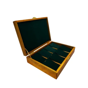 Ahşap El Boyaması Çift Renk 17x24 Cm Deri  Kapak Pedli Kolye Standı