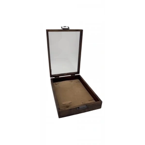Ahşap El Boyaması Çift Renk 17x24 Cm Cam Kapak Set Takı Standı