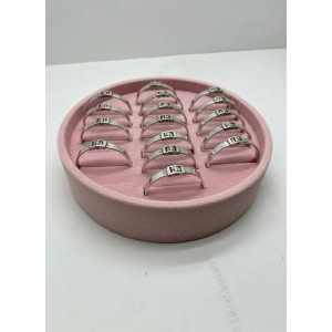 Süet Kumaş Pembe Renk 20x20 Cm Yuvarlak Batırmalı Bileklik Kelepçe Tablası