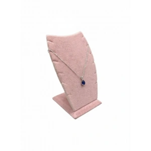 Dubai Model Süet Kumaş Pembe Renk 12/8 Cm Kolye - Zincir Ayaklı Stand