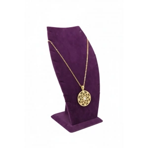 Dubai Model Süet Kumaş Mor Renk 18/9 Cm Kolye -Zincir Ayaklı Stand