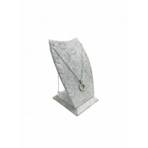 Dubai Model Süet Kumaş Gri Renk 12/8 Cm Kolye - Zincir Ayaklı Stand