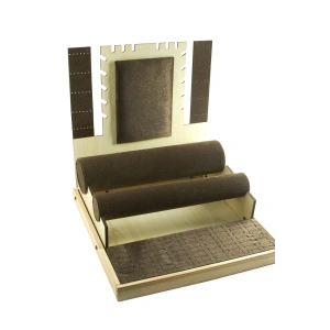 Ahşap Süet Kaplama Kahve Renk 35/35 cm Takı Sergileme Standı