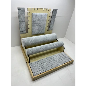 Ahşap Süet Kaplama Gri Renk 35/35 cm Takı Sergileme Standı