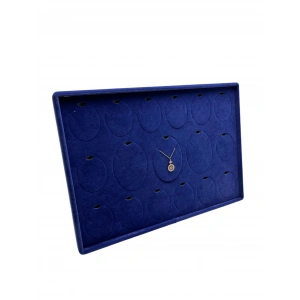 Süet Kumaş Lacivert 34-24 Cm Ayaklı 17 Pedli Kolye Tabla Stand