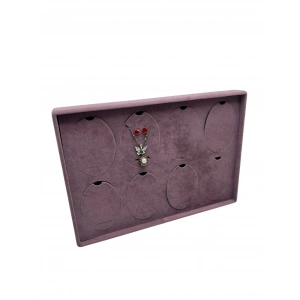 Süet Kumaş Gül Kurusu 34-24 Cm Ayaklı 8 Pedli Kolye Tabla Stand